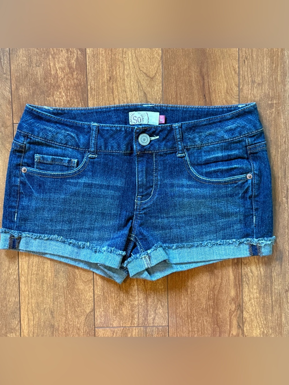 SO Denim Cuffed Jean Shorts Dark Wash Size 7